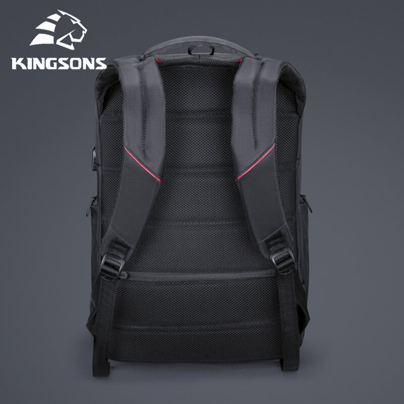 Kingsons-男性用盗難防止バックパック,防水ショルダーバッグ,外部USB充電,多層バックパック,ラップトップバッグ,15インチ