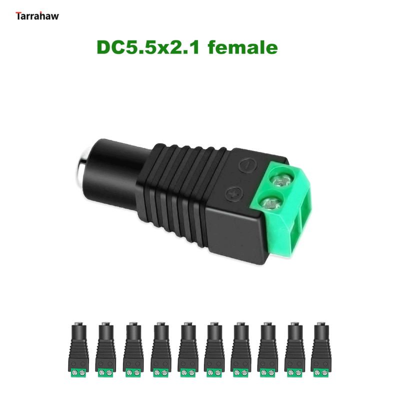 Connettore DC femmina e maschio 5521 senza saldatura per lampada a LED senza saldatura con alimentatore di monitoraggio adattatore cc terminale verde