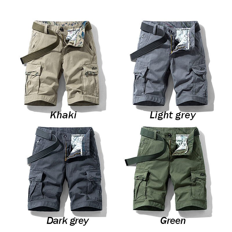 Zomer Heren Cargo Multi-Pocket Shorts Heren Heren Mode Katoenen Effen Strandshort Heren Lente Casual Joggers Shorts Heren Dropshipping