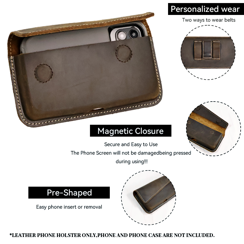 Riyao Casual Herren Hüft tasche für tägliche Outdoor-Reisen Echt leder Handy Gürtel tasche Flip Cover Anti-Drop-Telefon Holster
