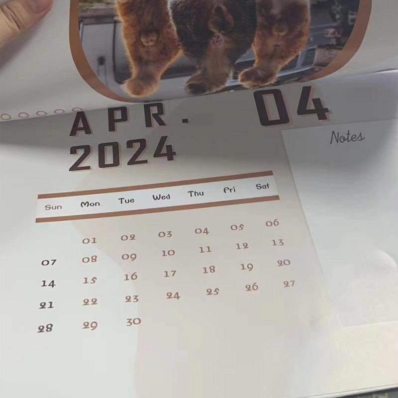 Kalendarz z 2024 kotami dla miłośników kotów zabawny kalendarz miesięczny kalendarz wiszący na ścianie kalendarz śliczny kotek