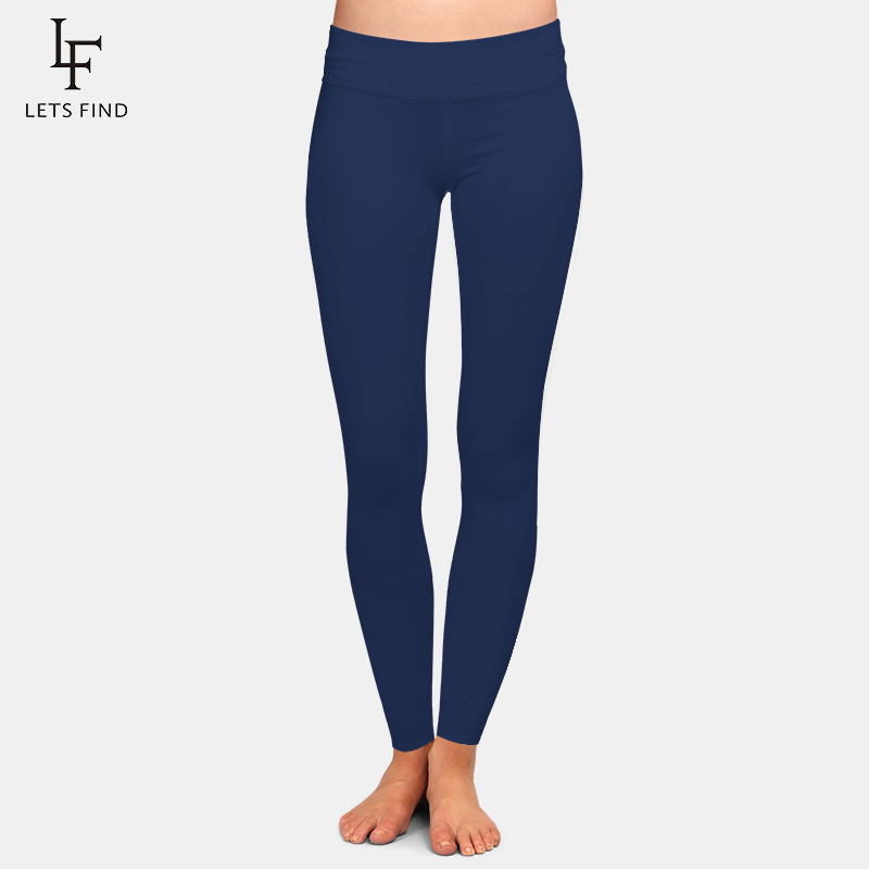 LETSFIND-Leggings sólidos para mujer, color negro, Azul, Gris, rojo vino, cintura alta, cómodos, alta elasticidad, alta calidad
