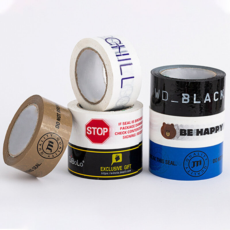 Fita impermeável com logotipo, Fita de embalagem impressa colorida, Bopp Shipping Carton Sealing Tape, Custom