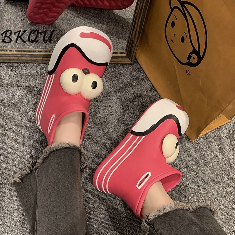 BKQU-Cute Funny Big Eyes Rain Shoes, Ins Alto Nível de Aparência, Palhaço Curto Fora Vestindo Ankle Boots, Novo, Primavera, 2022