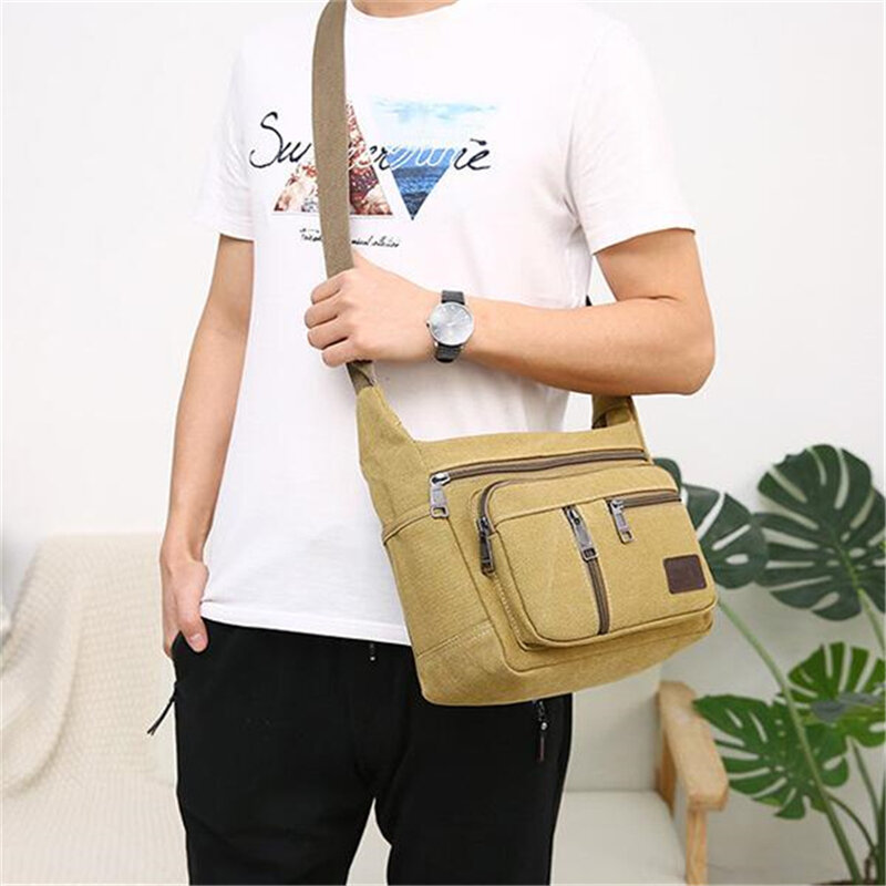 Outdoor Leisure Retro Business Messenger Bag High Capacity Canvas Bag Shoulder Bag Handbag Package Crossbody Bag Men Men's Big