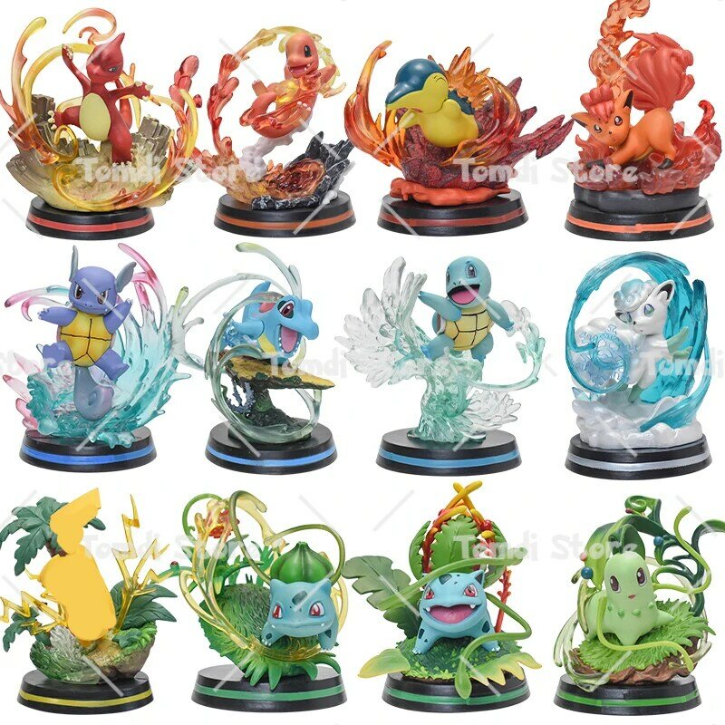 Figura de acción de PVC de Pokémon, juguete coleccionable de Squirtle, Charmander, Bulbasaur, Charmeleon, Wartortle, Vulpix, regalo de cumpleaños para niños
