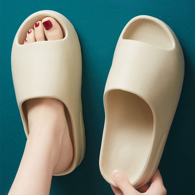 Sandal selop rumah Non-Slip pria wanita, sandal selop Platform lembut tebal untuk dalam ruangan luar ruangan kamar mandi