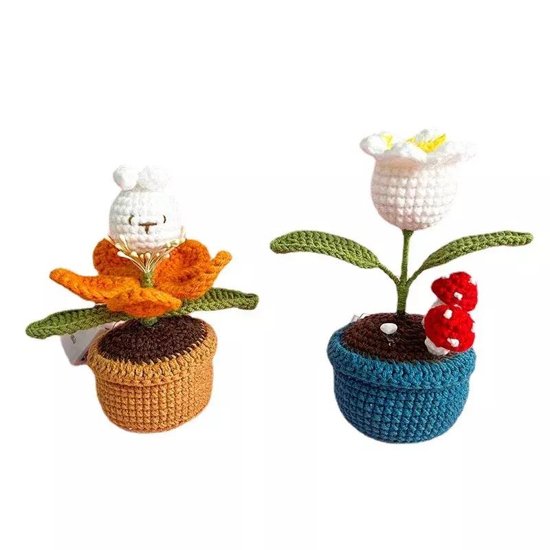 New Handwoven Simulation Doll Potted Plant Decoration Finished Exquisite Desktop Decoration Holiday Gift