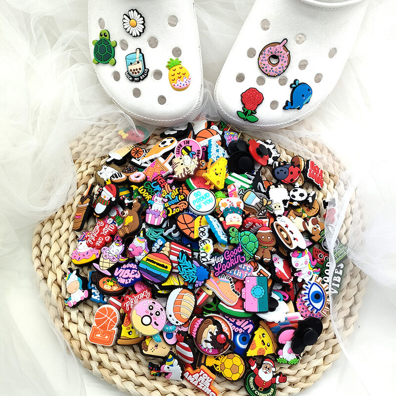 20-500PCS Random cute Cartoon Character Shoes Charms Animal Decrate For clogs Accessories Buckle Wholesale Kids Girl Party Gifts