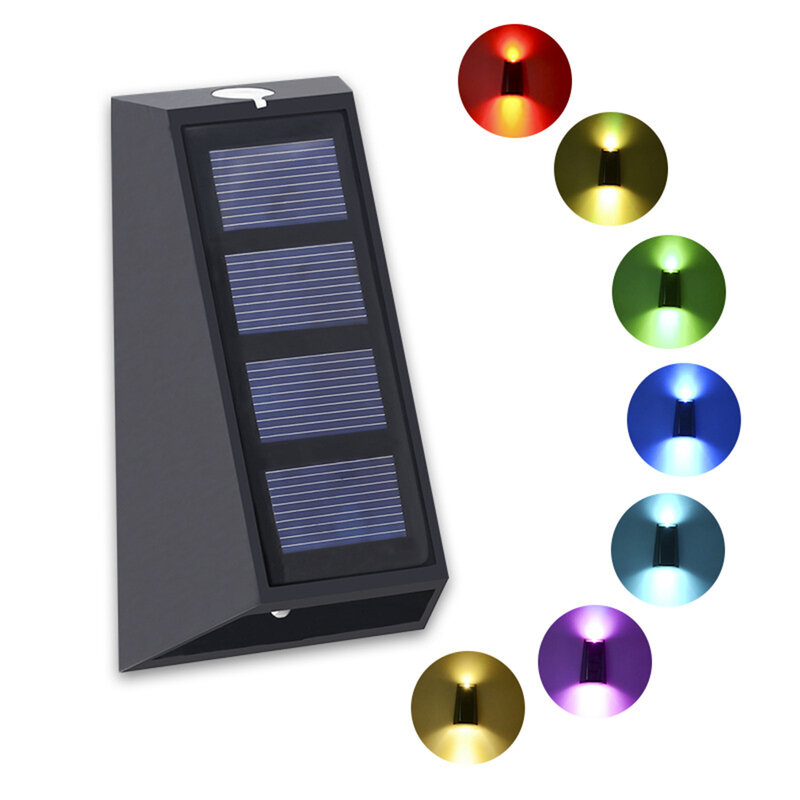 2 шт., водонепроницаемый настенный светильник, меняющий цвет от солнечной энергии