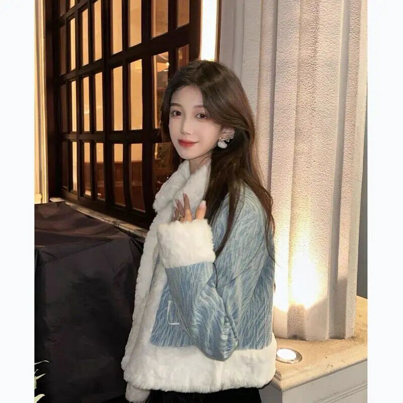 Korean Lamb Plush Jackets Autumn And Winter Women'S Lady Fashion Luxury Female Coats Outwear