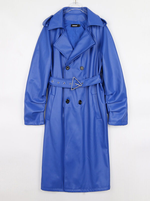 Lautaro-płaszcz trencz dla kobiet, wiosna, jesień, z długim rękawem, sztuczna skóra, dwurzędowy, luksusowy, elegancki, modny, 2022