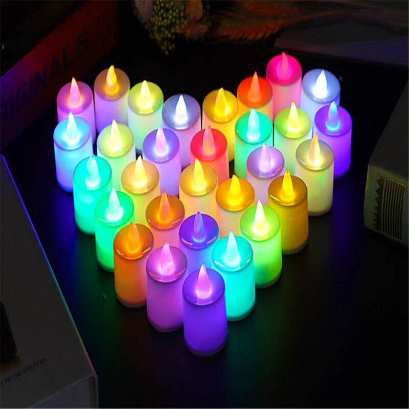 불꽃없는 LED 캔들 라이트, 배터리 구동, 밝은 색상 램프, 깜박이는 행, 오래 지속되는 장식 조명 (배터리 미포함)