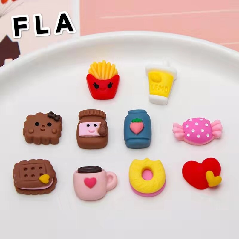 10ピース/バッグクッキーホームミニチュア食品再生装飾minicartoonフライ樹脂装飾ふり再生人形アクセサリー