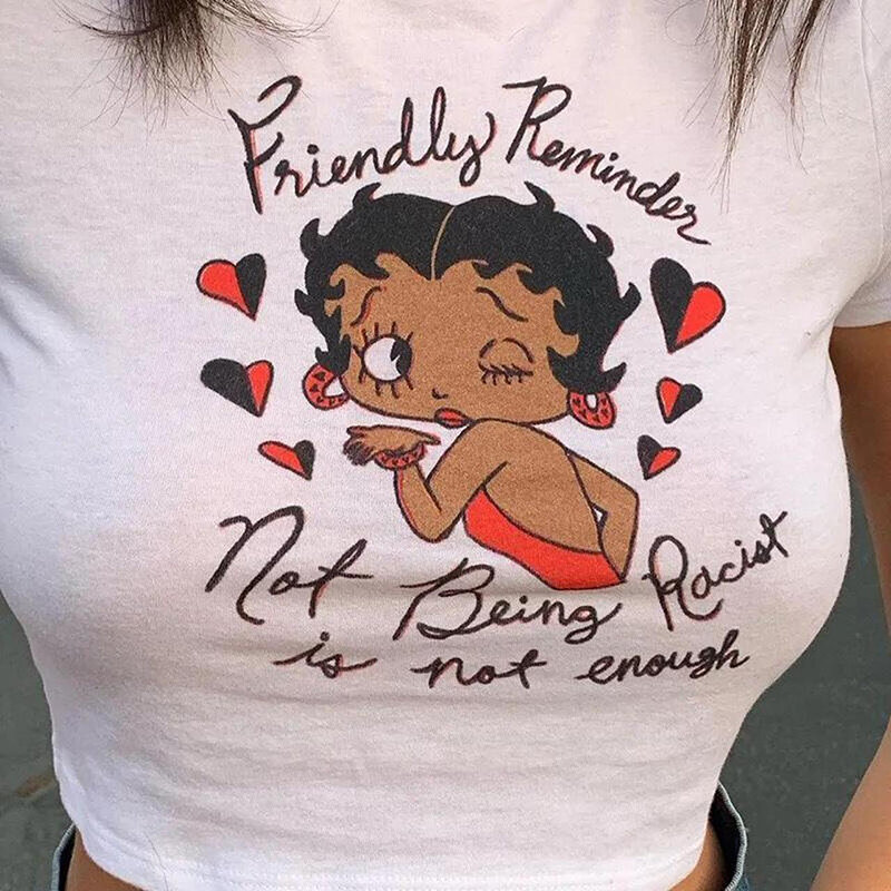 Y2K Atasan Kaus Gambar Anak Perempuan Kartun Kaus Grafis Kawaii Wanita Kaus Wanita Lengan Pendek Kasual Kaus Harajuku Leher-o