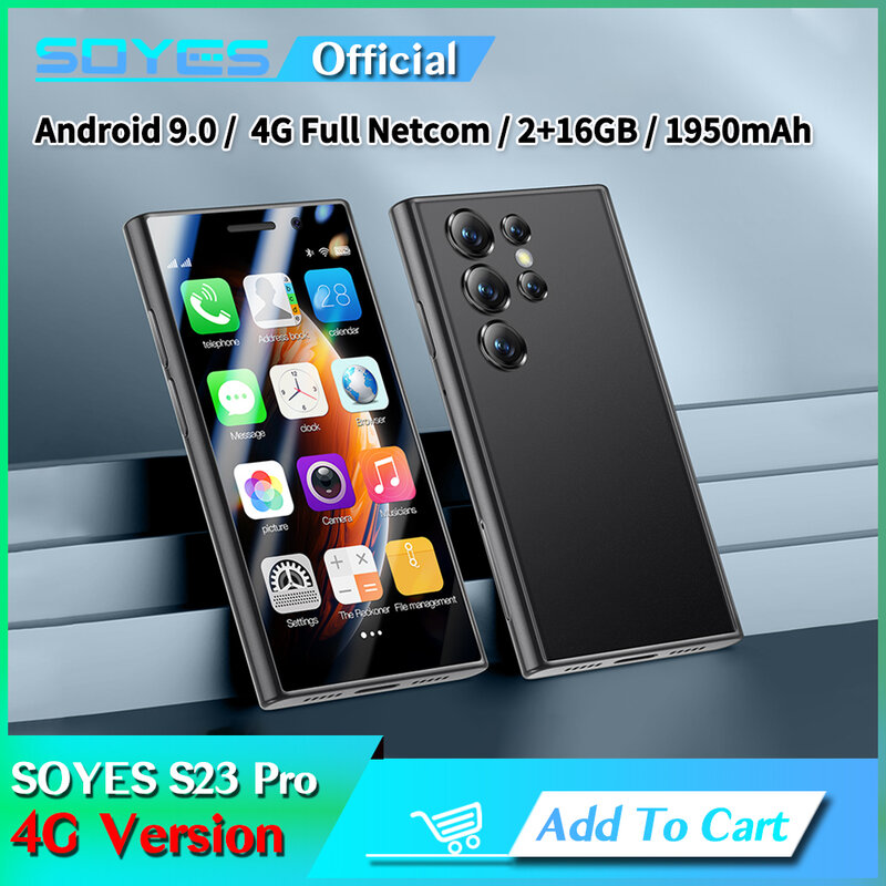 Soyes-mini Smartphone s23 pro 4gヨーロピアンバージョン、携帯電話、2GB RAM、16GB rom、Android 9.0、フェイスid、1950mah、3.0 "、小