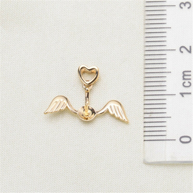 DIY Accessories G18K Yellow Gold Pendant Empty Tray Angel Pearl Pendant Necklace Pendant Empty Tray Available Fit 7-9mm G168