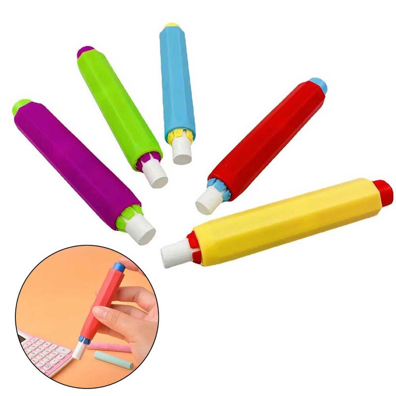 Secure Grip Non slip Surface 5 Pack Colorful Chalk Holders Prevent Chalk Cracking Ideal for Classroom and Office Use