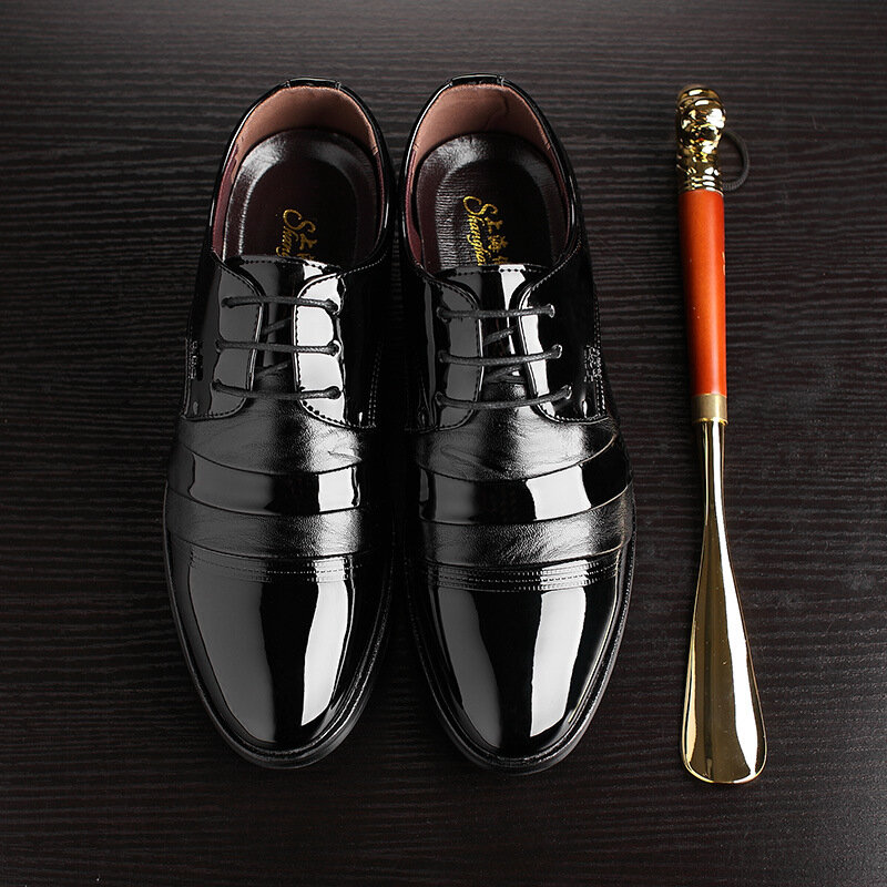 Sepatu kulit Formal bisnis pria, Kasut bertali kulit angin Inggris untuk lelaki CB083