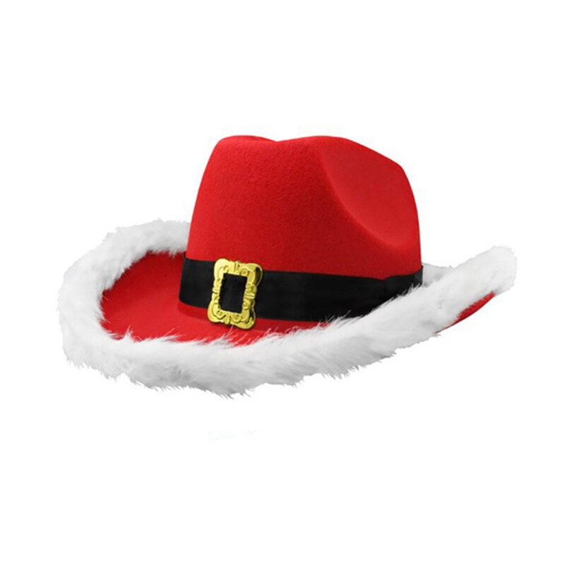 Cappello da Cowboy e sciarpa di natale cappello a tesa larga di babbo natale con paillettes per adulti accessori per costumi da festa di carnevale di nozze Rave