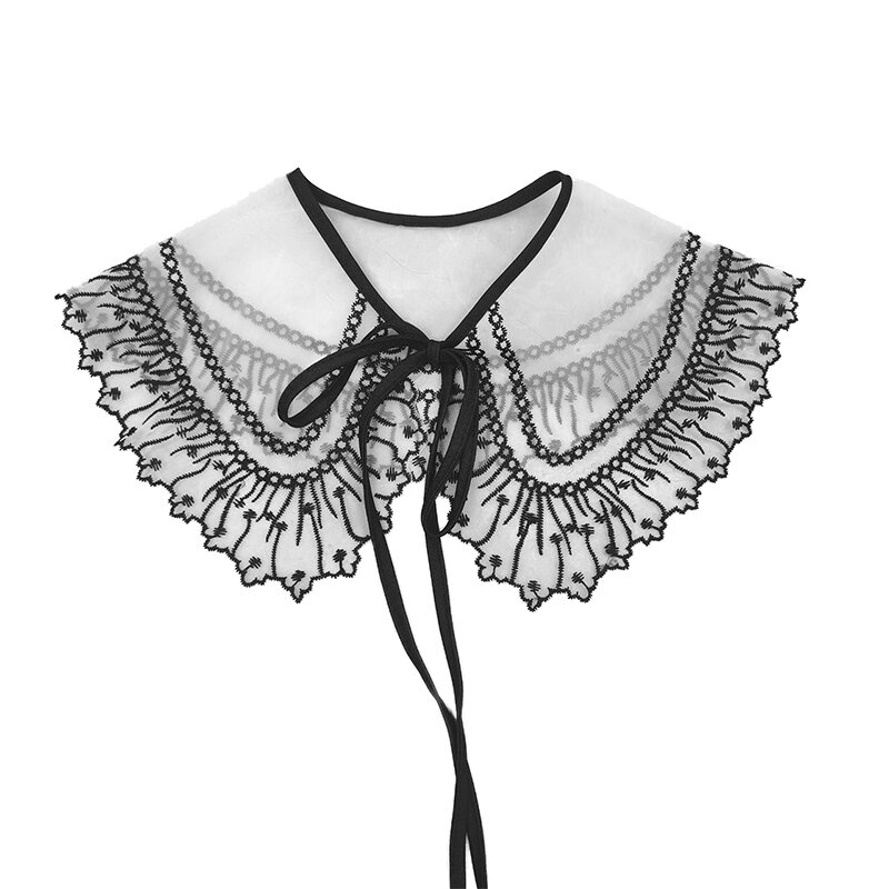 Cuello falso de encaje para mujer, chal de camisa, cuello de ganchillo transparente, cuello desmontable, Media camisa, cuello falso