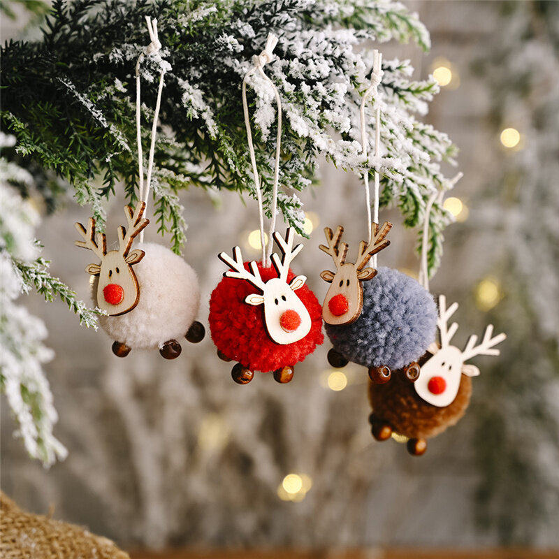 Christmas Felt Fawn Pendant Christmas Tree Ornaments Decoration Hanging Pendants 2022 Navidad Gifts Home Decor