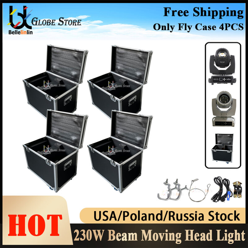 No Tax Only 4Pcs Flight case Road case Sharpy Beam 7R Moving Head 230W Lyre 7R Beam Moving Head Light For Dmx Stage Lighting Dj