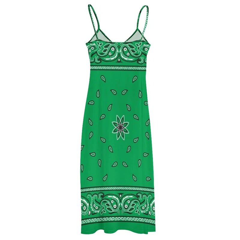 Robe en fibre de bandana verte pour femmes, robes chics élégantes, promotion, été, 2024