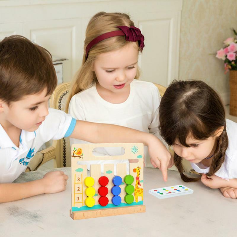 Jogo de madeira dupla face, jogo em movimento, brinquedos para aprendizagem precoce, educativo e interativo, 4 cores e formas