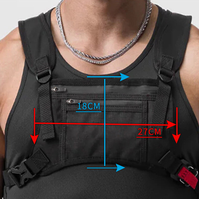 Men'S Tactical Vest Multi-Functional Chest Bag Fashion Pocket Outdoor Backpack Waterproof Pack Sports Fitness Mobile Pouch