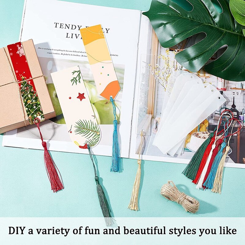 30PCS Blank Acrylic Bookmark Blank Bookmark With Colourful Bookmark Pendant For DIY Gifts Tags