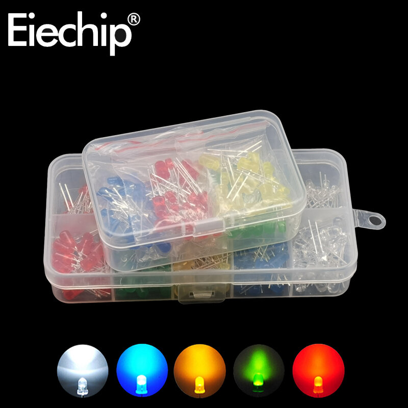 Kit de Diodos LED Light Emitting Diode, Branco, Verde, Vermelho, Azul, Amarelo, Laranja, 3mm, 5mm, F3, F5