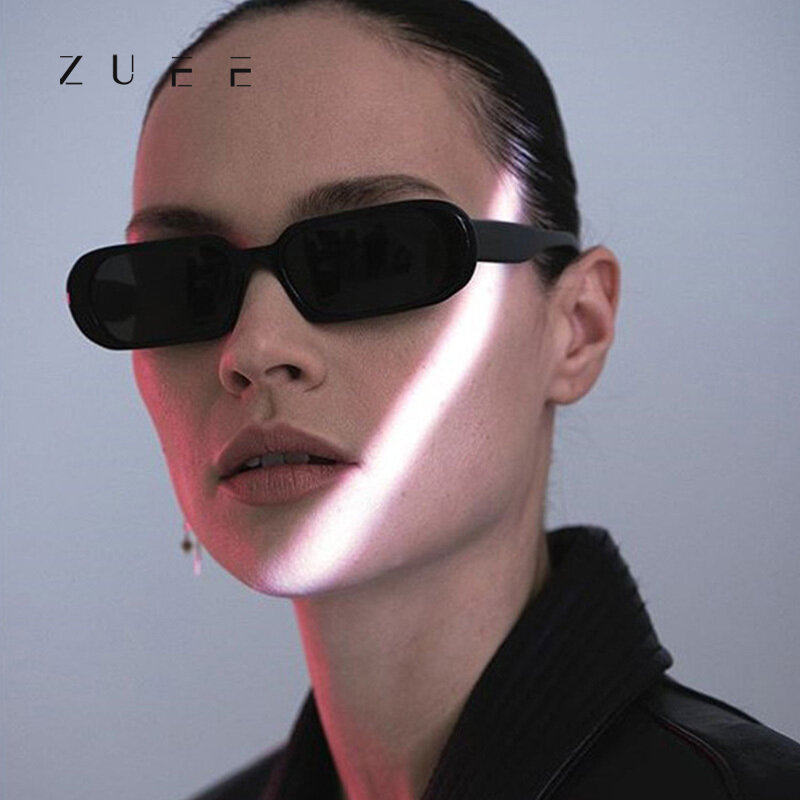 ZUEE الرجعية صغيرة مستطيل النظارات الشمسية النساء Vintage العلامة التجارية مصمم مربع نظارات شمسية ظلال الإناث UV400 تصميم بسيط