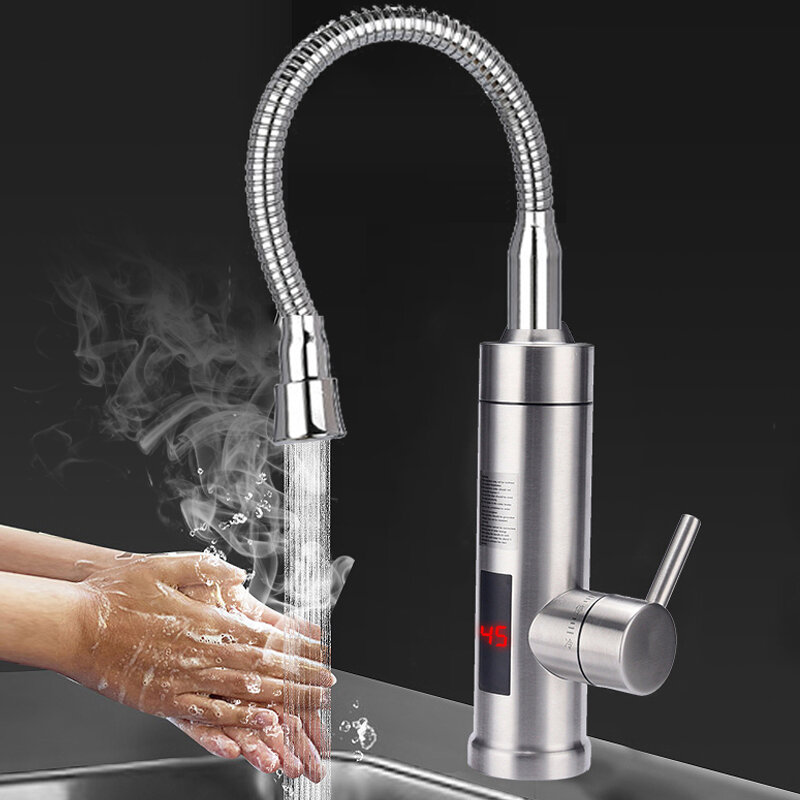 Electric Water Heater Temperature Display Universal Hose Tankless Kitchen Faucet Instant Cold Water Heating 3000W 110V 220V