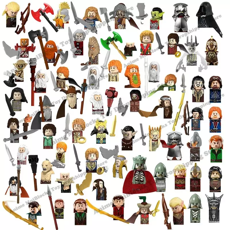 PG Blocks-figuras de acción de elfos orcos para niños, Mini figuras de bloques de construcción, juguetes de montaje para niños, regalos de cumpleaños