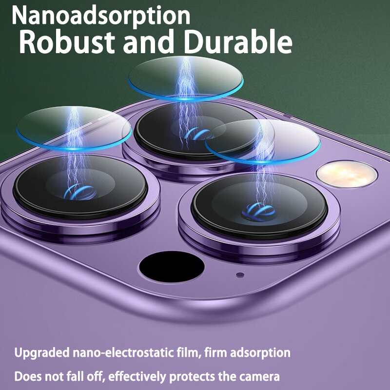 Protecteur d'objectif d'appareil photo pour iPhone 14 Pro Max, 1 pièce, coque en acier, Film Nano-absorption