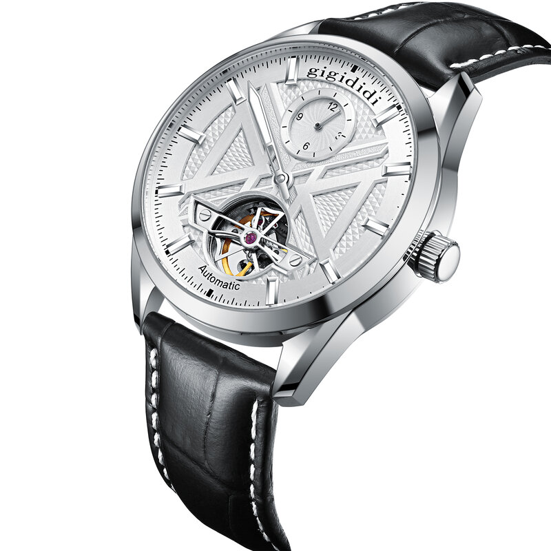 Relógio de pulso mecânico dos homens, Gaivota ST25, volante pulseira de couro, relógio luminoso impermeável, GF25101
