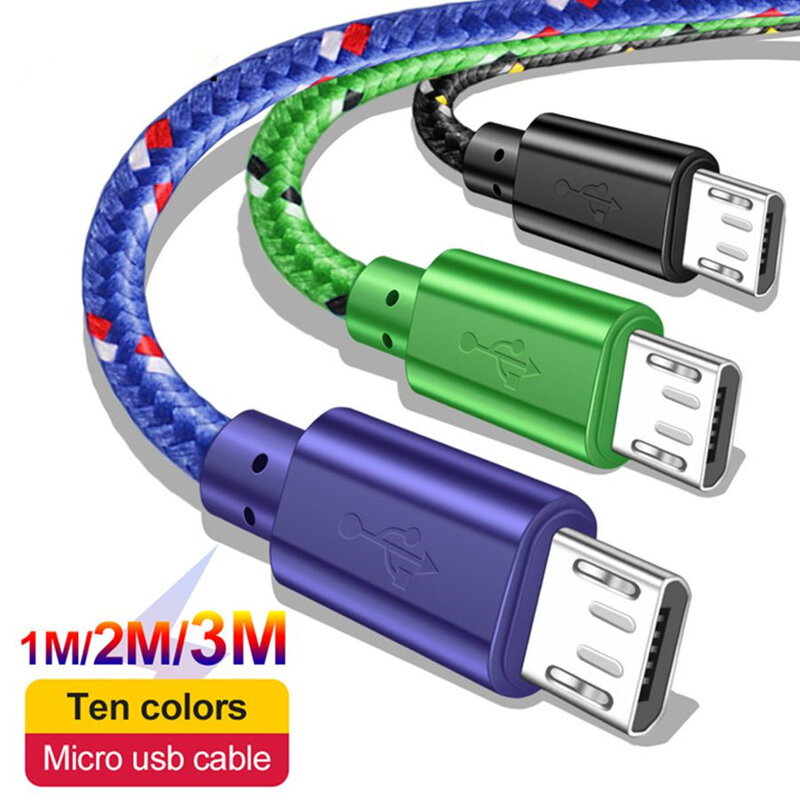 Nylon Braided Micro USB Cable Fast Charging Wire Data Sync Cord For Samsung S7 Huawei Xiaomi iphone 11 micro usb Cables