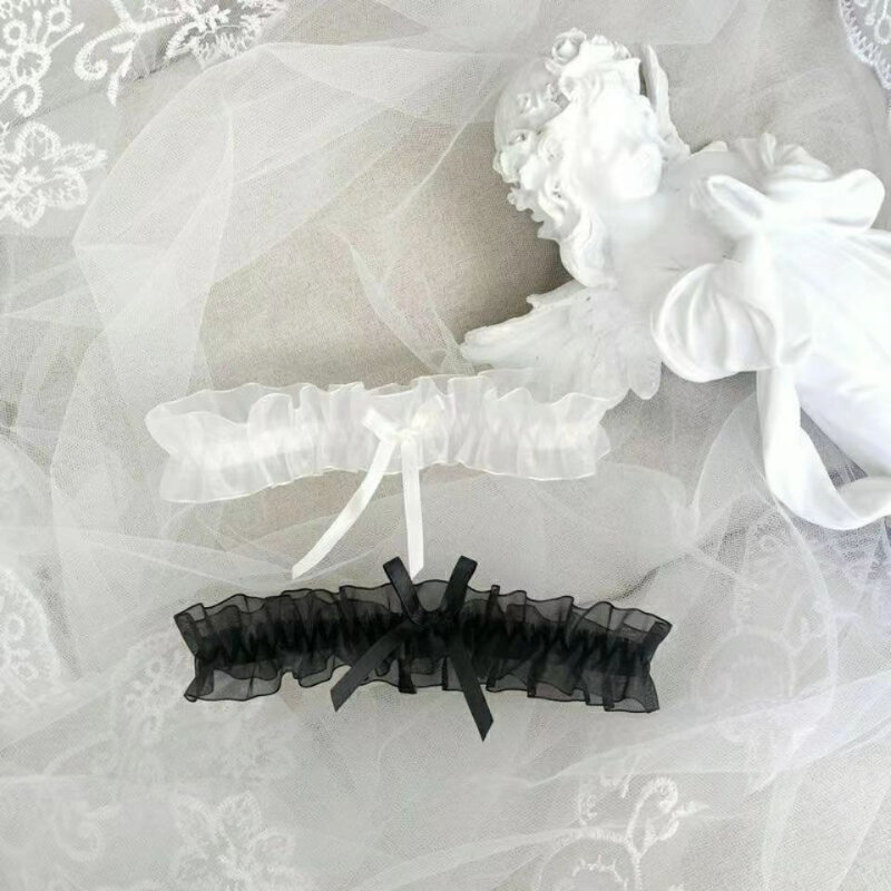 Indah pernikahan pengantin Garter busur renda Ruffle peregangan pengantin pengiring pengantin kaki cincin wanita ukuran kecil hadiah seksi