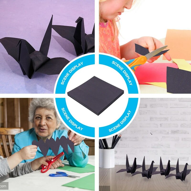 100pcs Black Origami Paper Square Folding Paper DIY Handcraft Paper for Paper Crane Paper Cuts