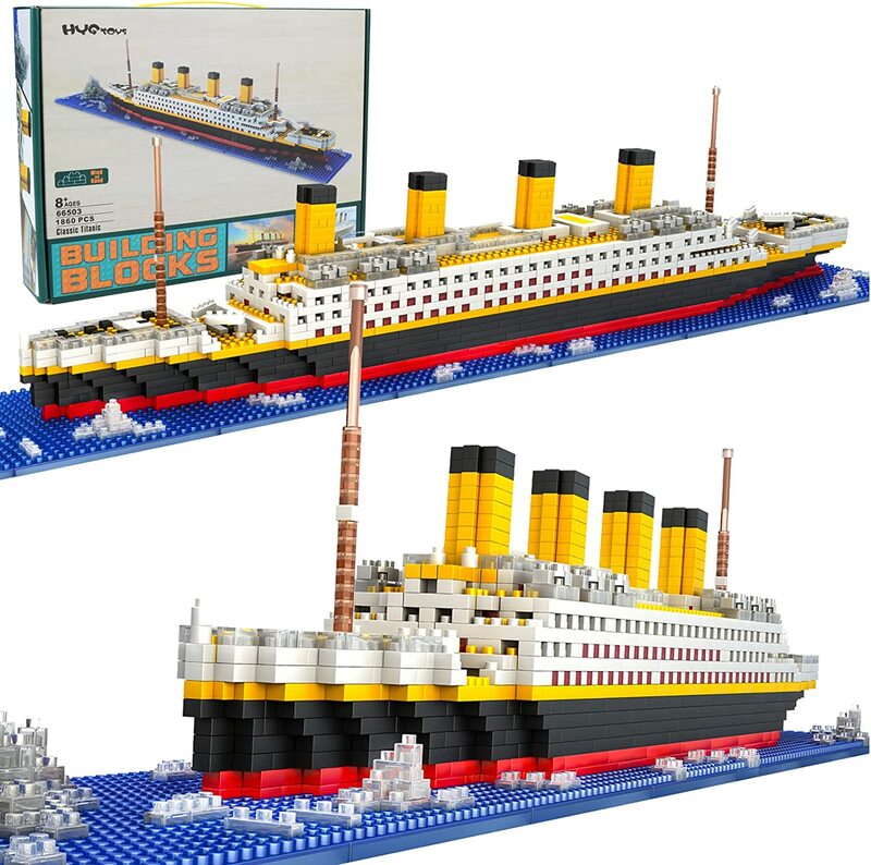 مجموعة كتل بناء صغيرة تيتانيك ، لعبة تيتانيك ، مجموعة ثلاثية الأبعاد ألعاب تعليمية ذاتية الصنع