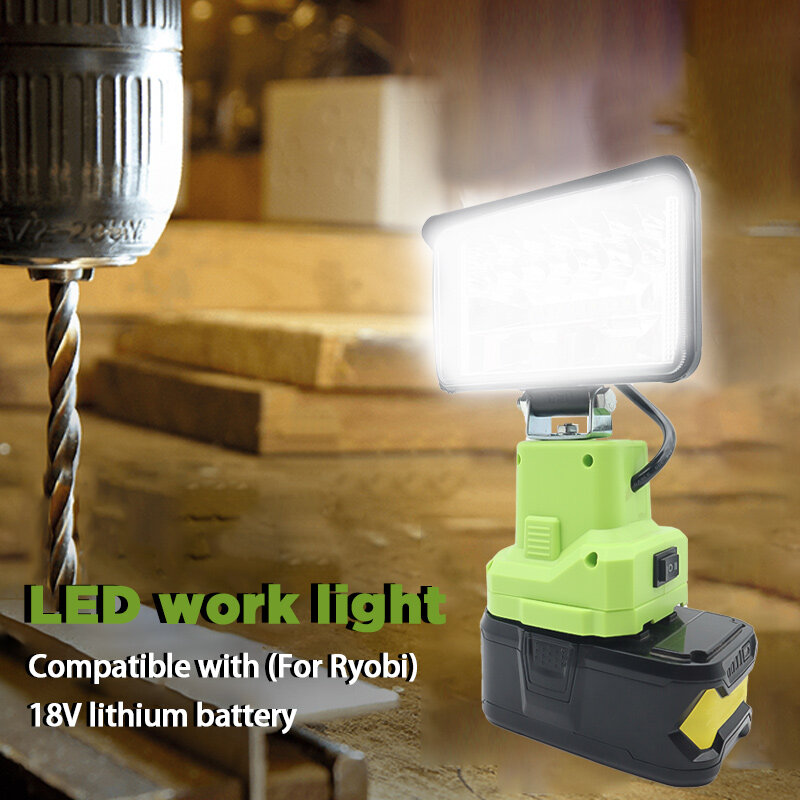 Lampu Kerja Alarm LED Senter Obor Listrik Lampu Sorot Mobil untuk RYOBI 14.4V 18V Lithium Nikel Satu + Baterai P108 P104