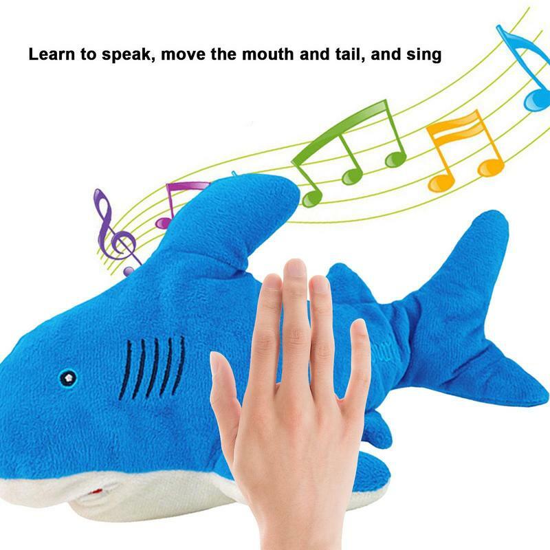 لعبة سمكة قرش محشوة تغني ، حيوانات موسيقية قابلة لإعادة الشحن