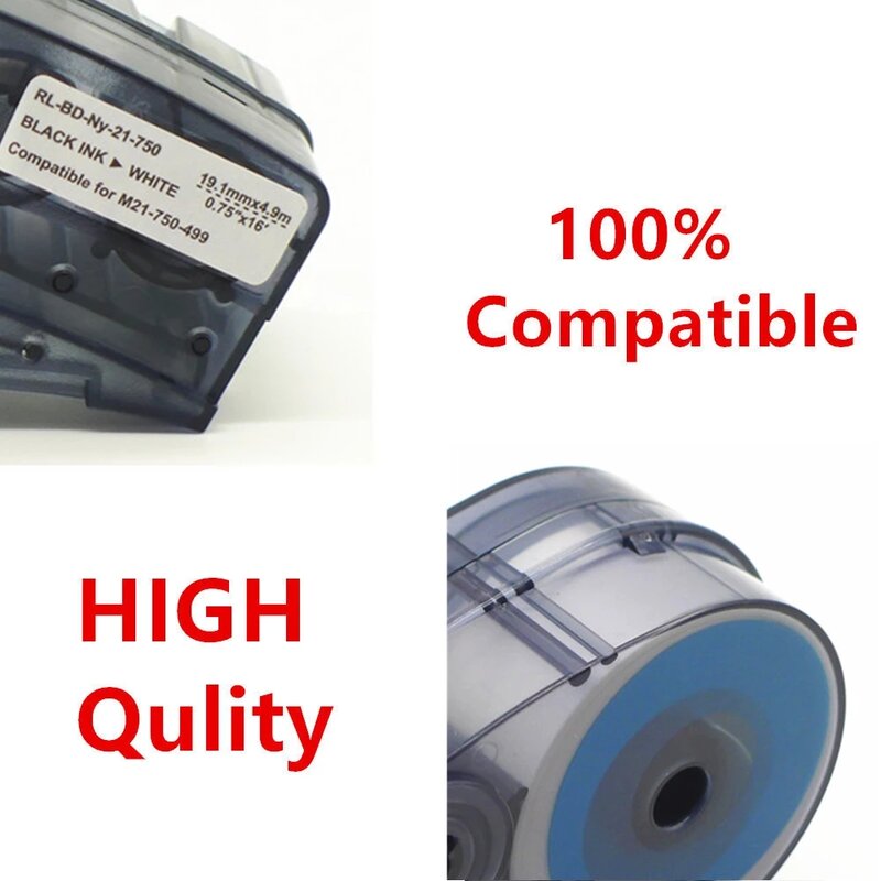 Cinta de etiquetas M21-750-427 M21 750 499, cinta de vinilo, película negra sobre blanca para uso en impresoras portátiles, BMP21 Plus
