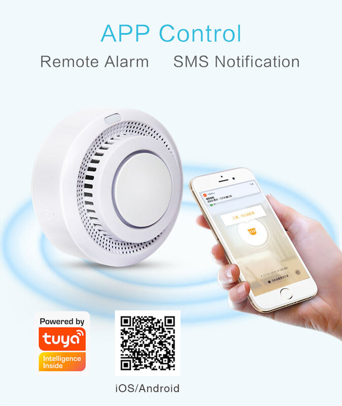 Zigbee-alarma de humo inteligente para el hogar, detector de humo con sensor de seguridad, wifi, Tuya
