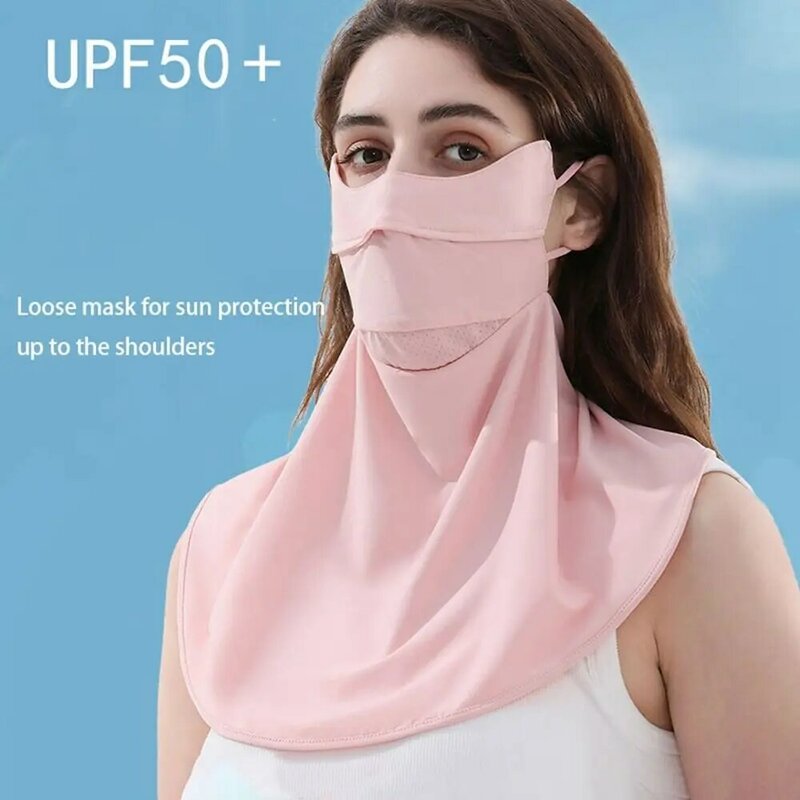 Hiking Fishing Shoulder Protection Outdoor Bib Solid Color Sunscreen Face Scarf Face Cover Neck Wrap Cover Ice Silk Mask