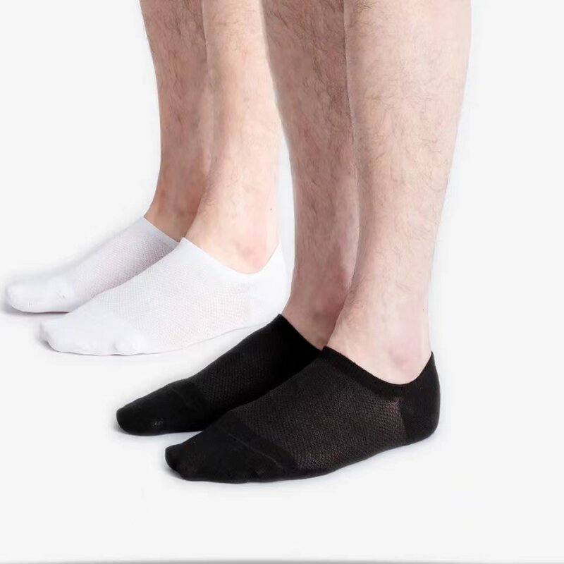 10 Paar Bambus socken dünne Sommer Herren unsichtbare Socken saugfähiges Deodorant Harajuku Bambus faser Mesh kurze Socke schwarz plus Größe