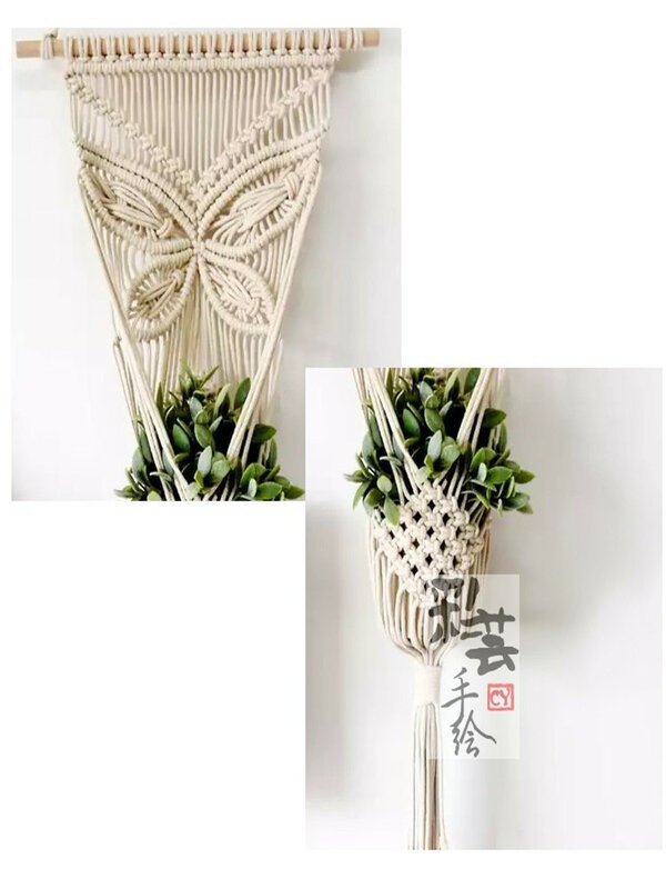 Hand-woven Bohemian Tapestry Cotton Flower Baskets, Wall Hanging for Ins-style HomeBackground Decorationstay