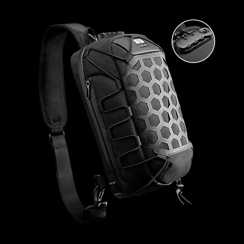 OZUKO-Bolso cruzado antirrobo de pecho impermeable para hombre, bolsón con carga USB resistente al agua, tipo mensajero, mochila de hombro y pecho, morral de viaje pequeño