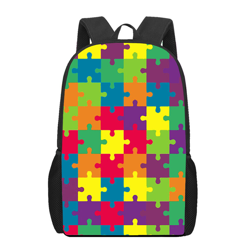 Artystyczna z charakterem Puzzle 3D z nadrukiem dziecięcej torby szkolnej plecak dla dzieci dla dziewczynek chłopców torby na książki szkolne torfory Mochila Escolar